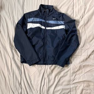 Navy Nike Windbreaker With Blue and White Stripes